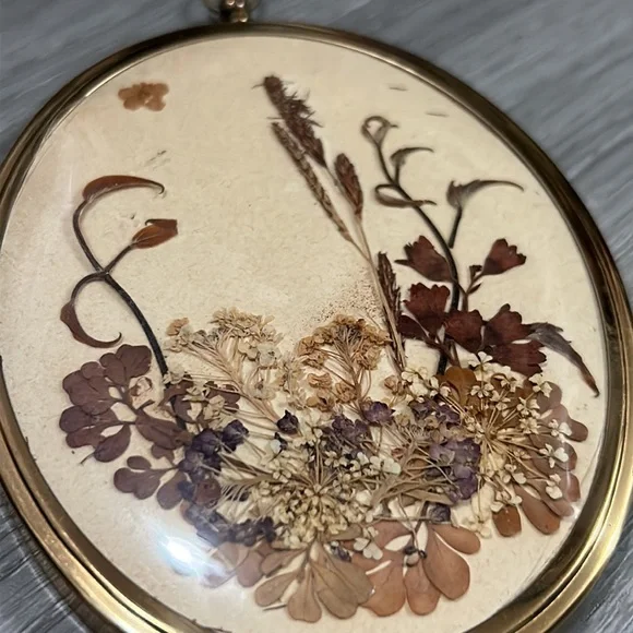 🖤Vtg 1960s Dried flowers frame wall decor set - Picture 6 of 14